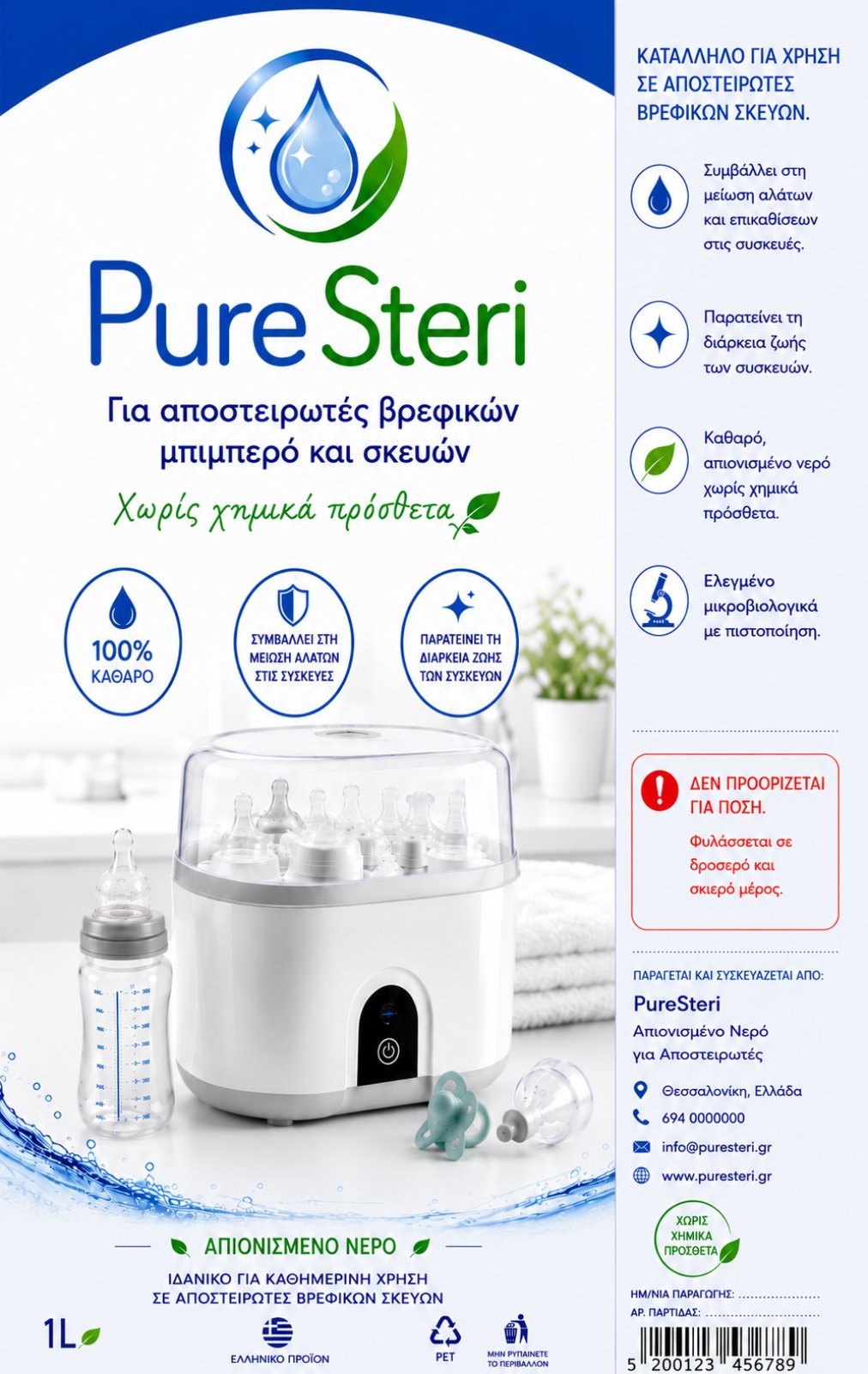 Pure Steri Απιονισμένο Νερό 1L - Image 2